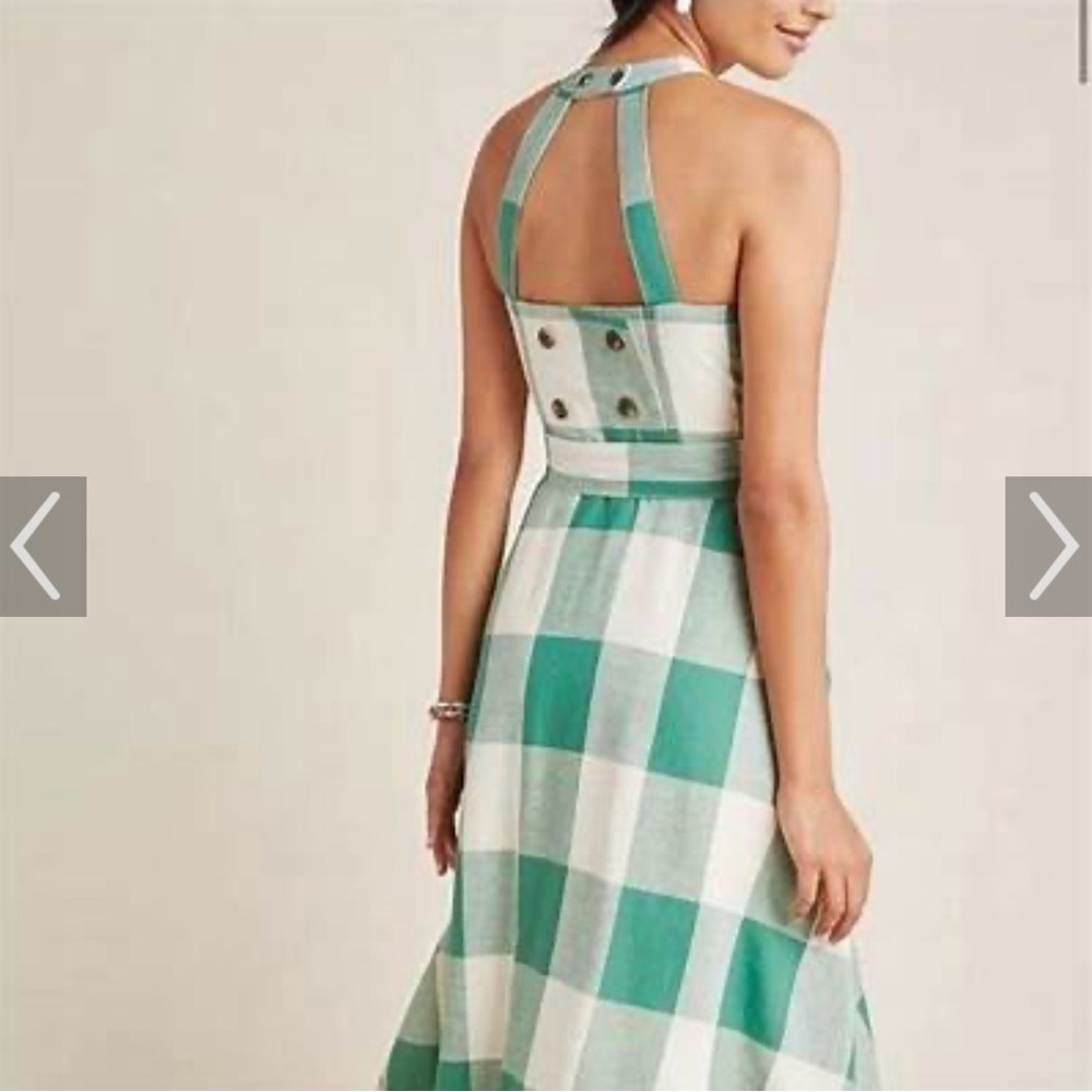 Maeve NWT green gingham midi dress